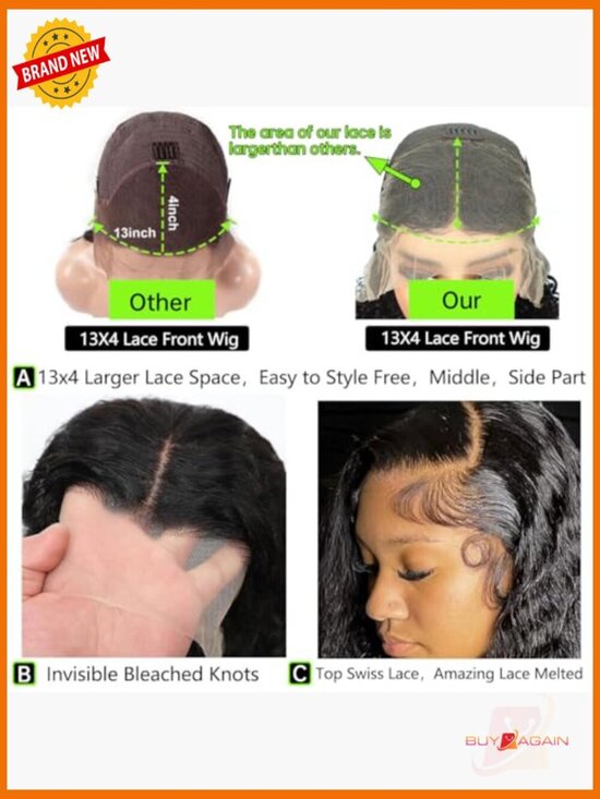 16 Inch Bob Wig Human Hair 200% Density Deep Wave Lace Front Wig for Women Pre main image 5